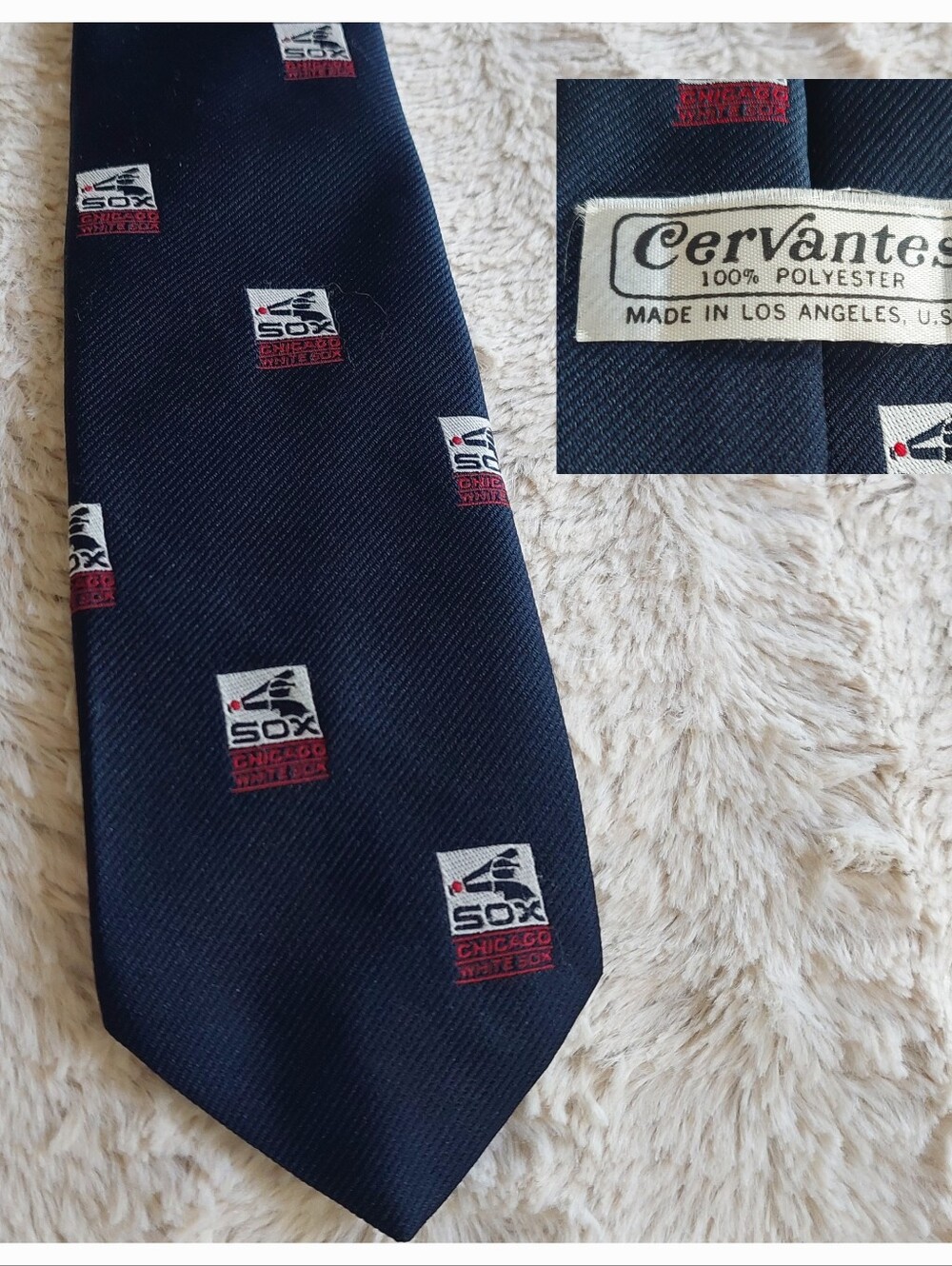 Cervantes Navy Blue Chicago White Sox Logo Men's Tie MLB Baseball